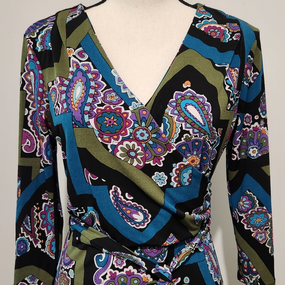 Nicole by Nicole Miller Sz M colorful fall dress
